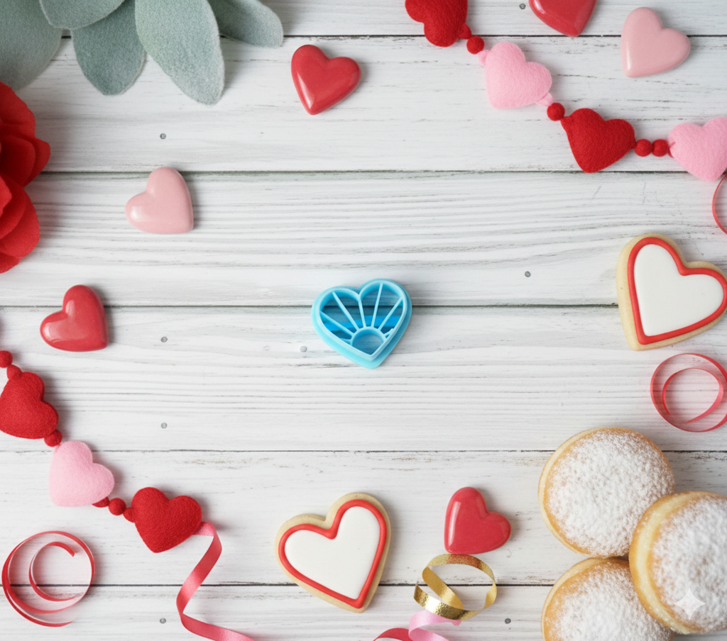 SUNRISE HEART Valentine's Day polymer clay cutters