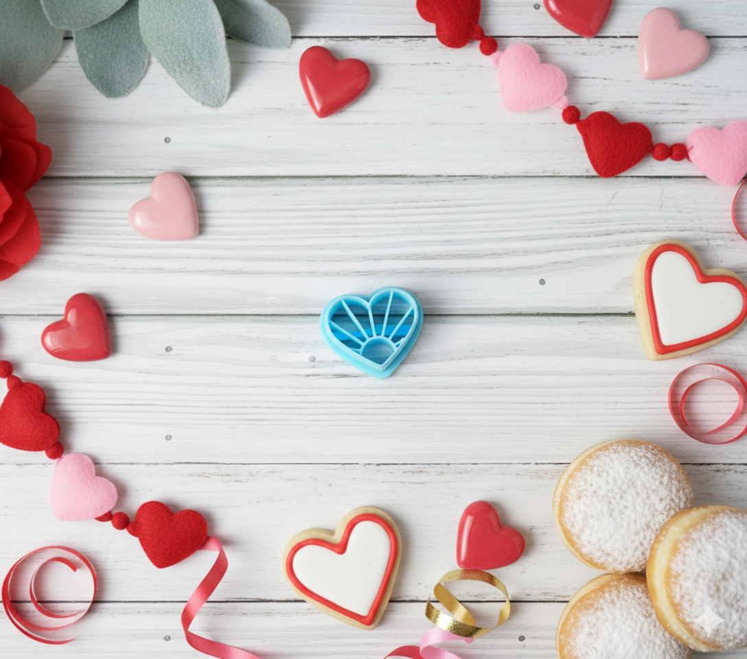 SUNRISE HEART Valentine's Day polymer clay cutters