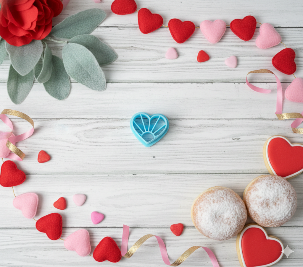 SUNRISE HEART Valentine's Day polymer clay cutters