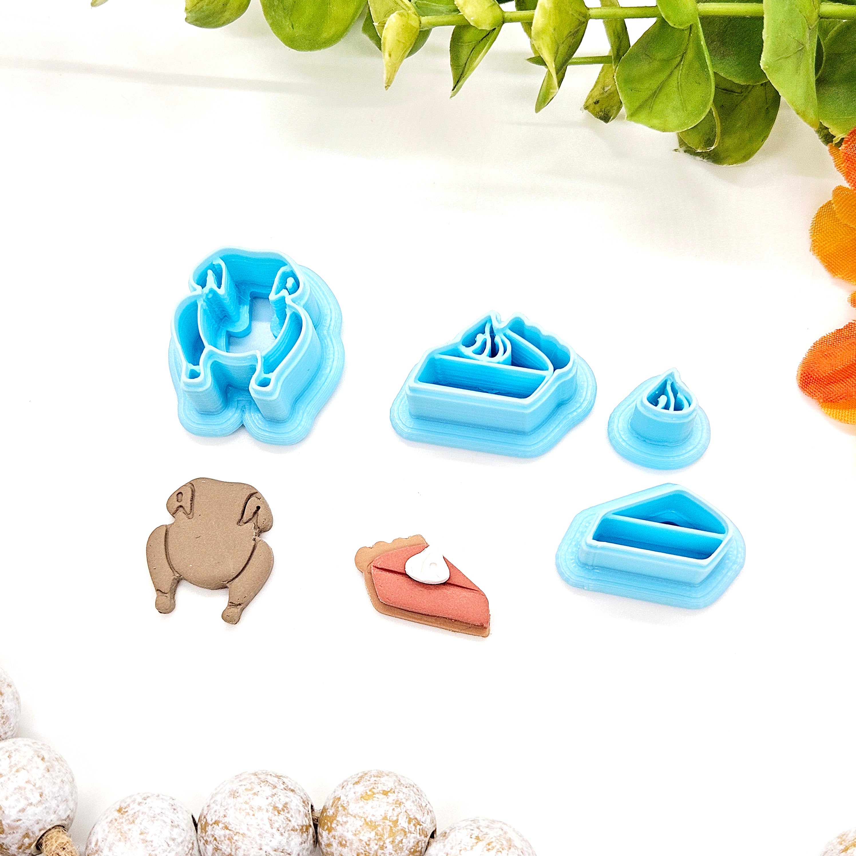 Thanksgiving Turkey and Pie stud clay cutters