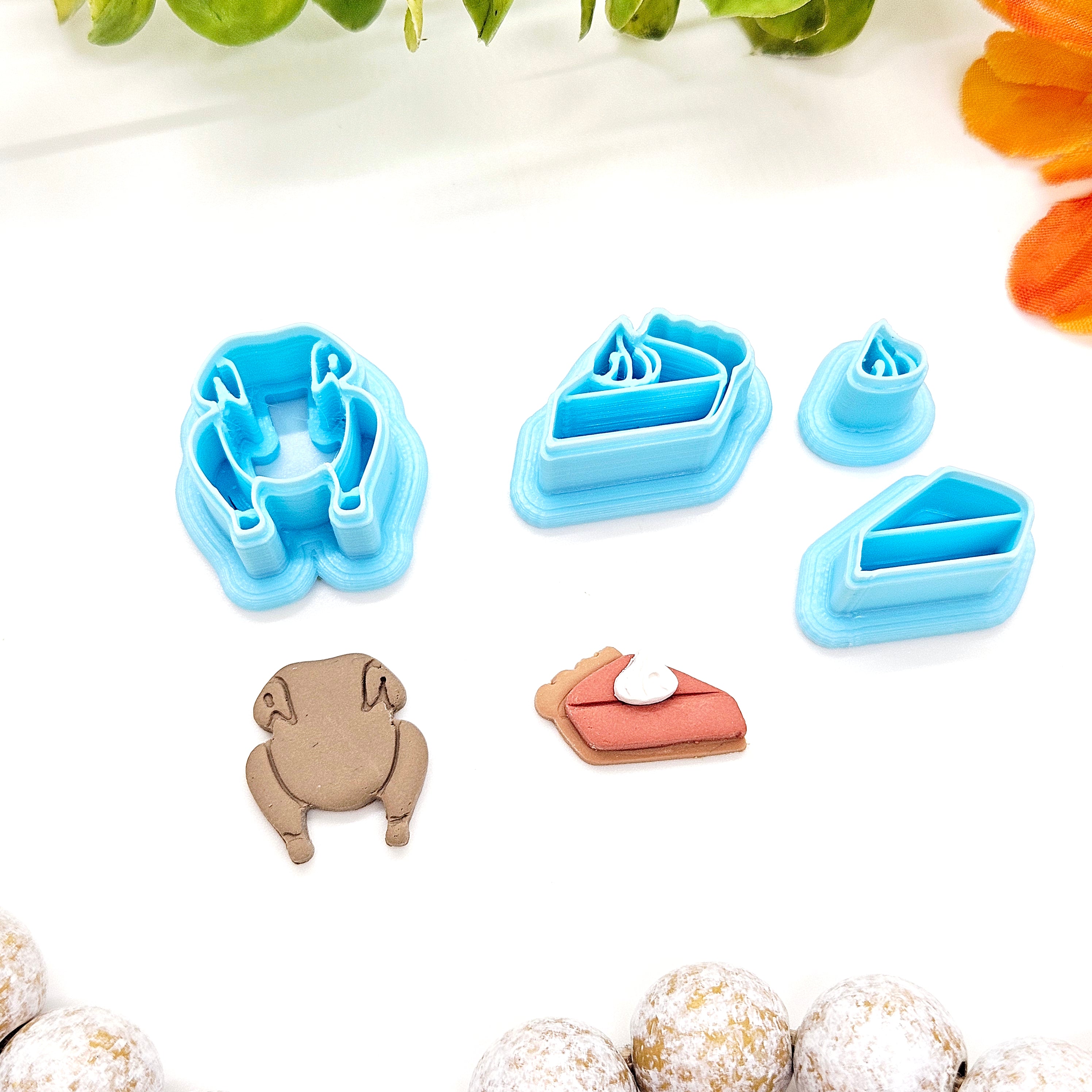 Thanksgiving Turkey and Pie stud clay cutters