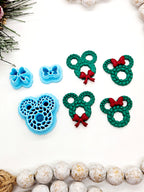 Mickey Ears Christmas wreath polymer clay cutter