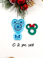 Mickey Ears Christmas wreath polymer clay cutter