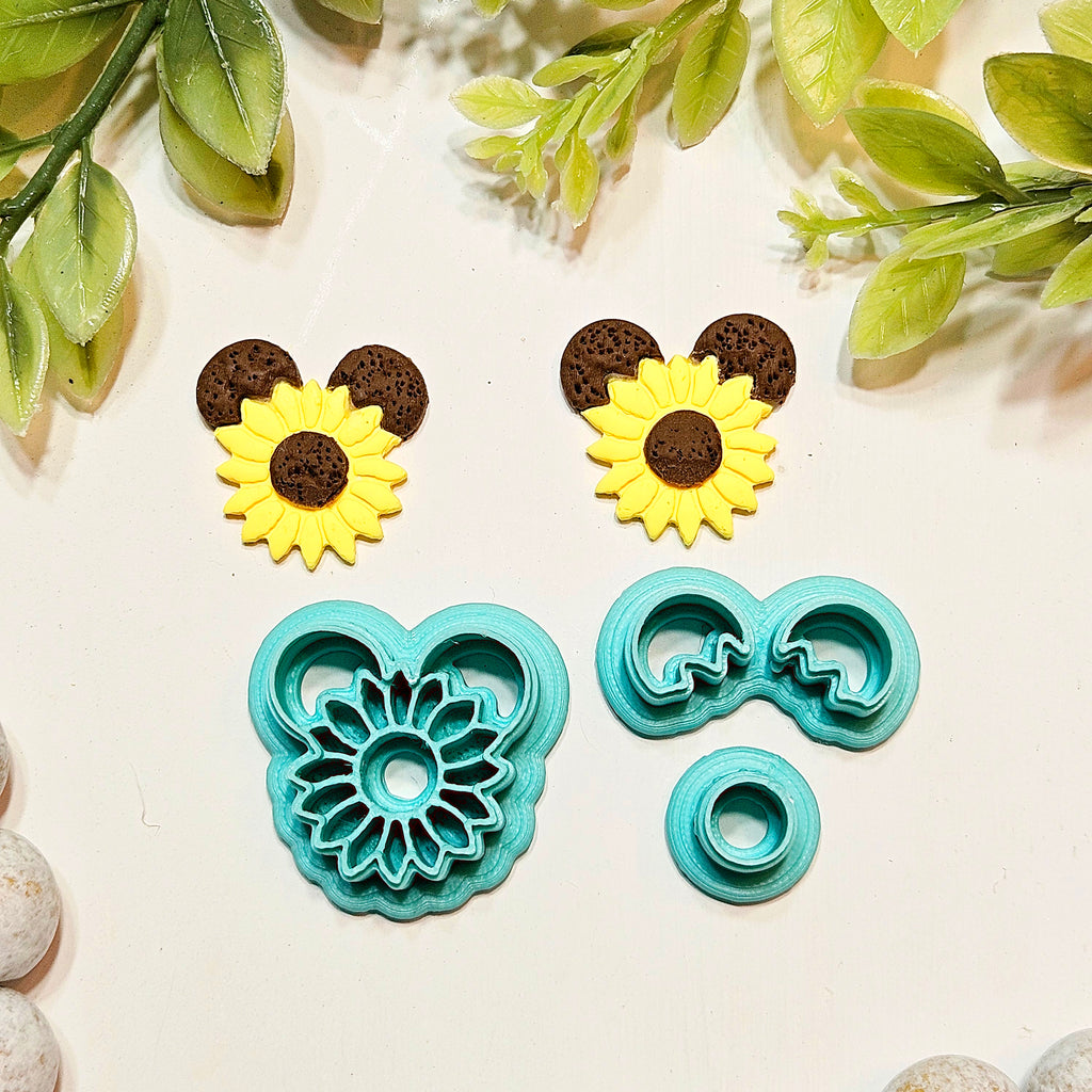 MOUSE EARS SUNFLOWER set clay cutters P606