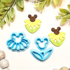 MOUSE EARS BLACK EYE SUSAN DAISY set clay cutters P605