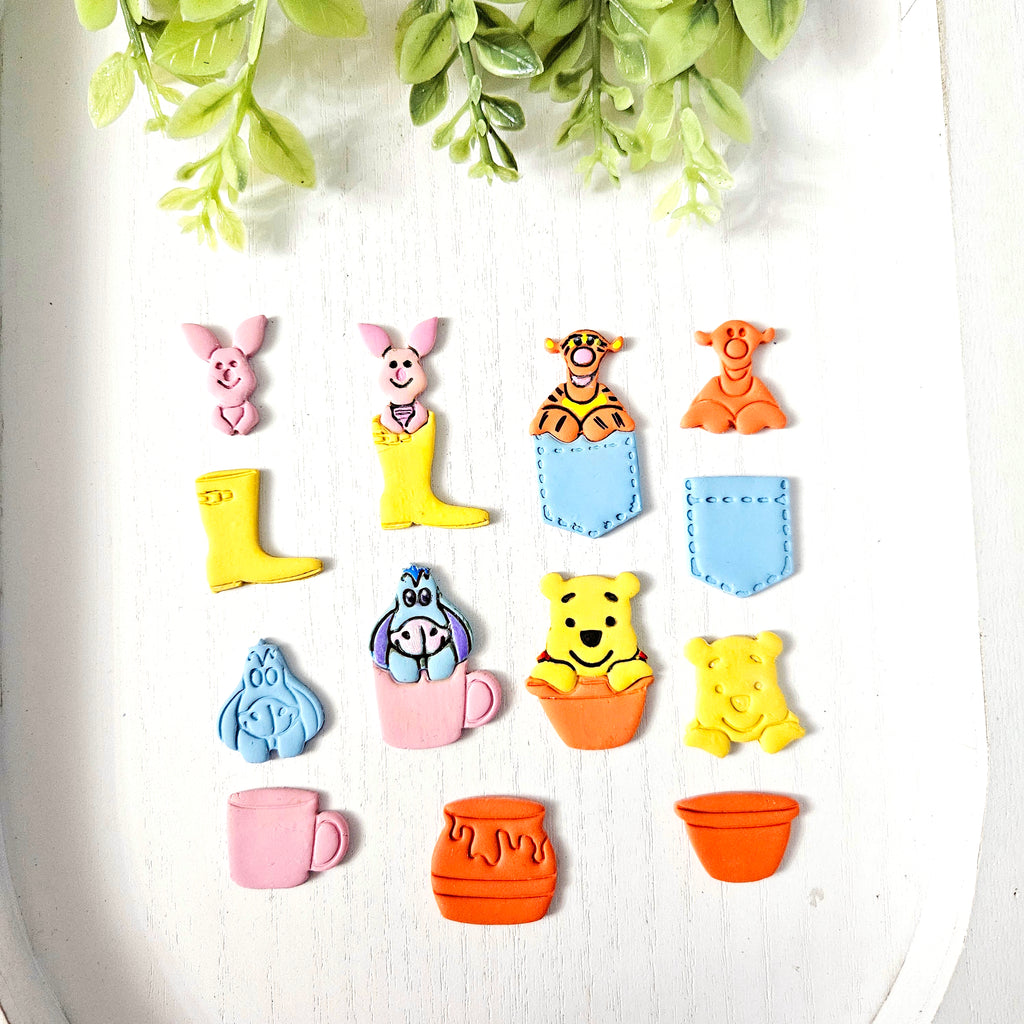 Hunny Bear Peekaboo Polymer Clay Cutters | Winnie the Pooh Character Set