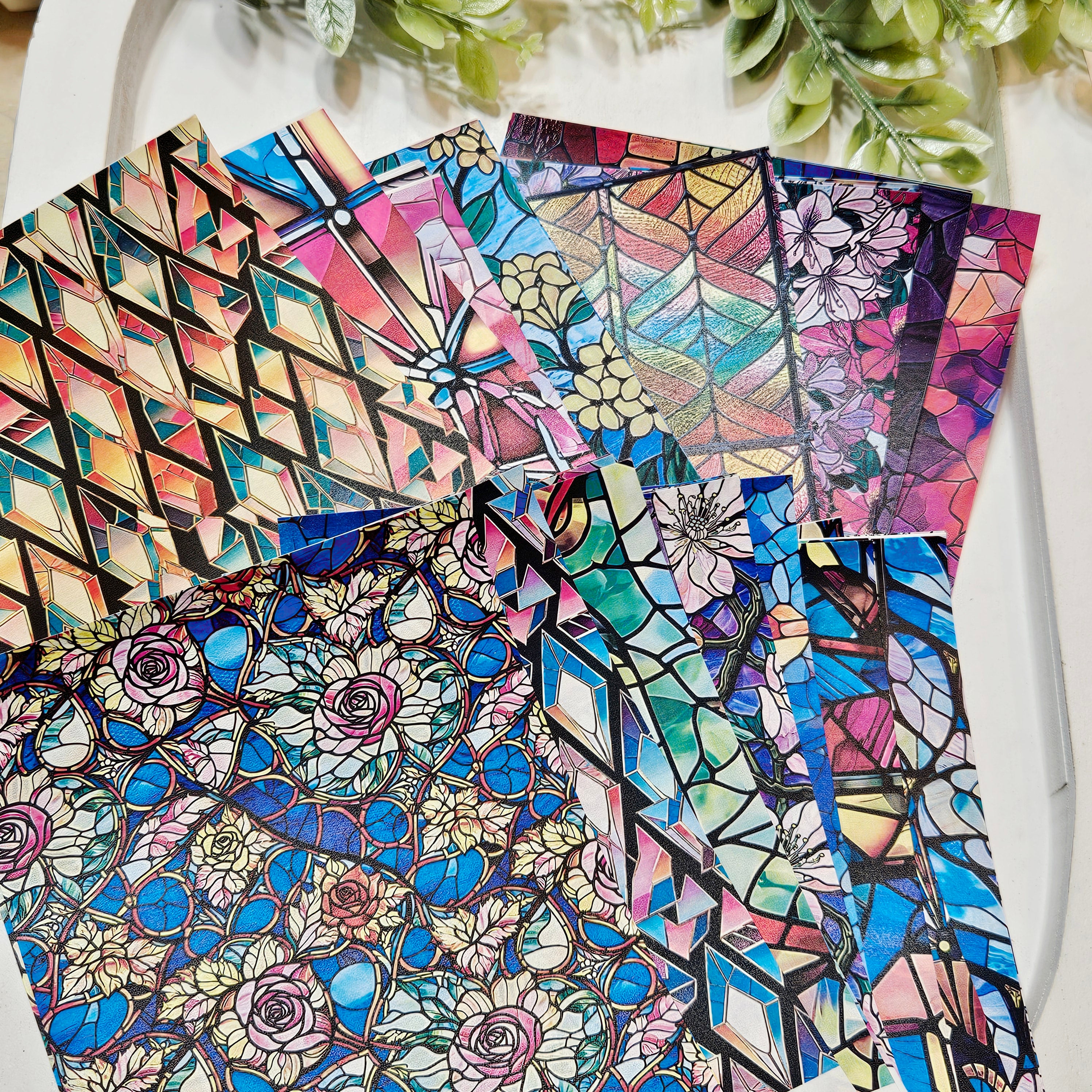Stained Glass Water Transfer Sheet Book | 38 Exclusive Designs | Polymer Clay