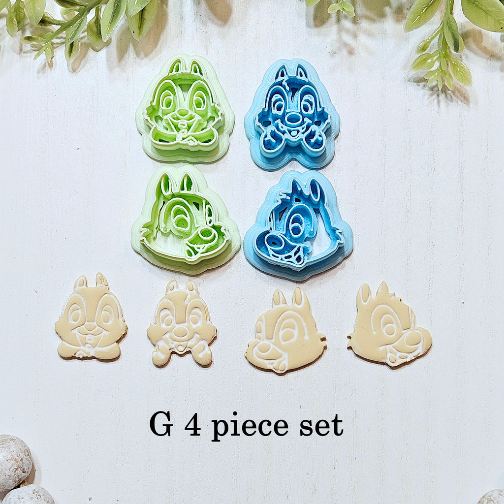 Chip & Dale Chipmunk Polymer Clay Cutters | Embossing Cutters
