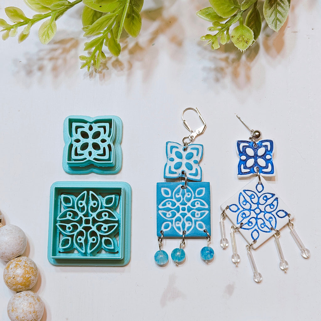 Majolica Tiles Polymer Clay Cutter Set E243 E244 | Mediterranean Collection