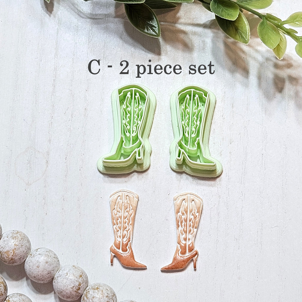 Cowgirl High Heeled Boots Polymer Clay Cutter