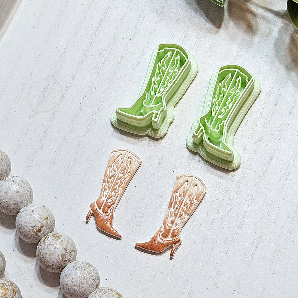 Cowgirl High Heeled Boots Polymer Clay Cutter