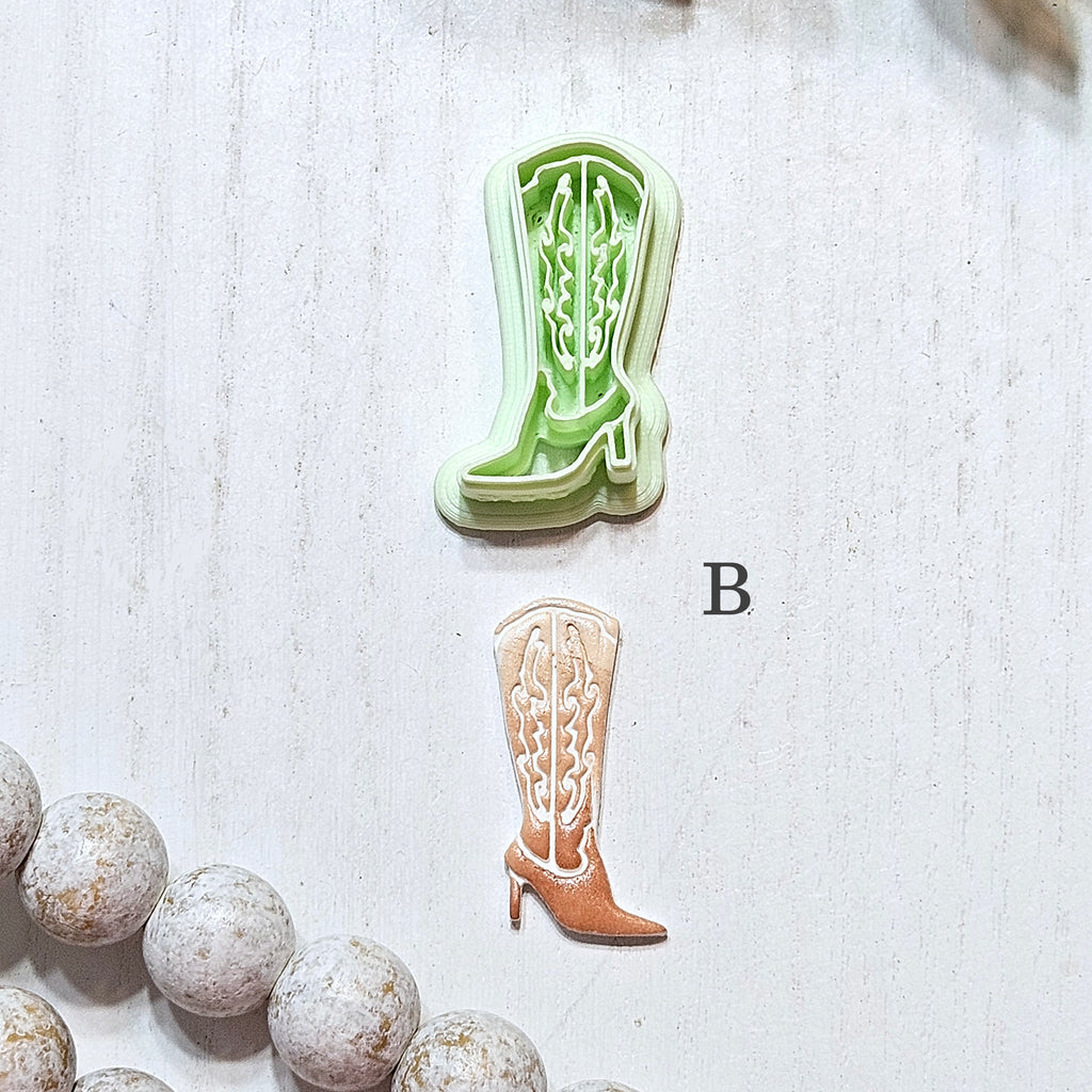 Cowgirl High Heeled Boots Polymer Clay Cutter