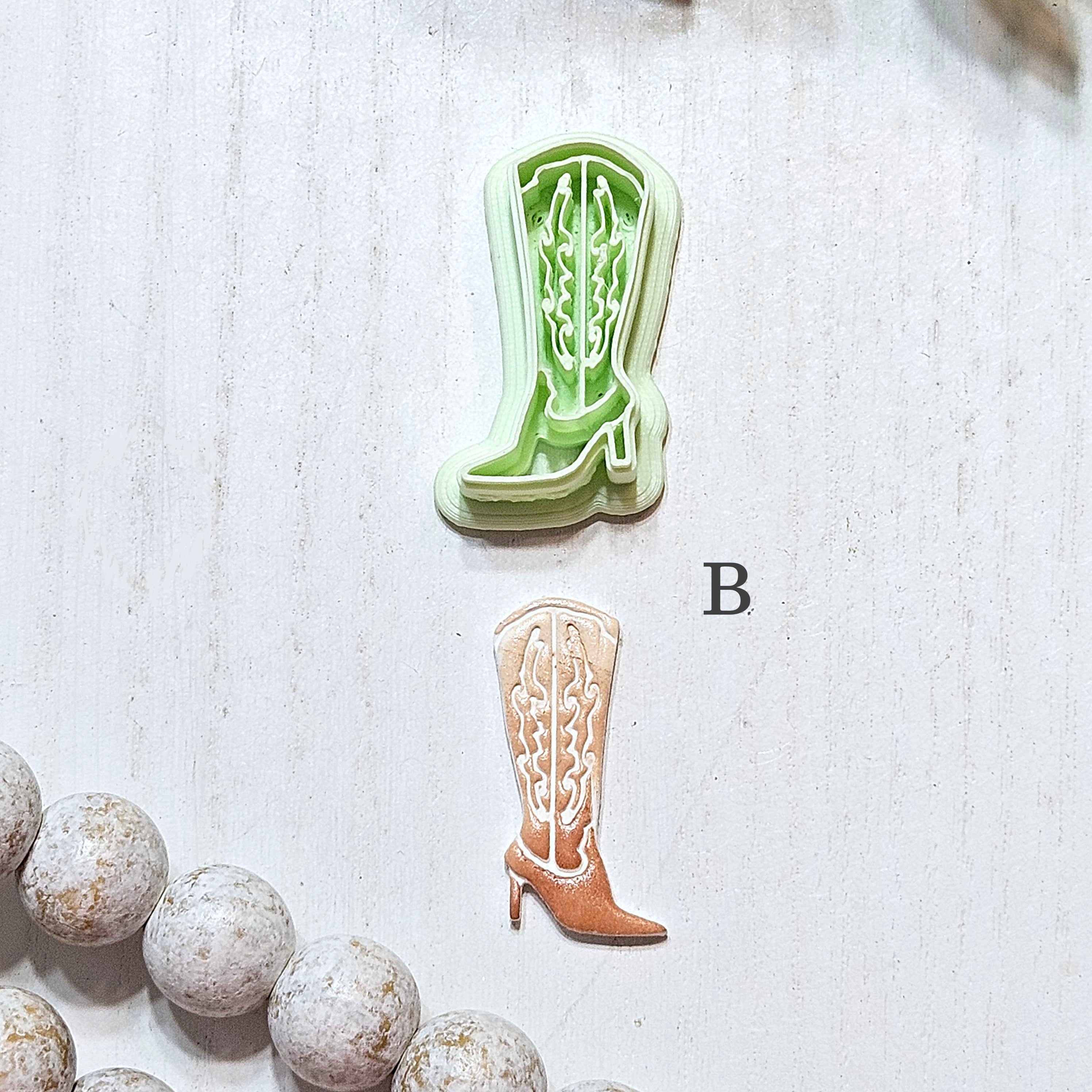 Cowgirl High Heeled Boots Polymer Clay Cutter