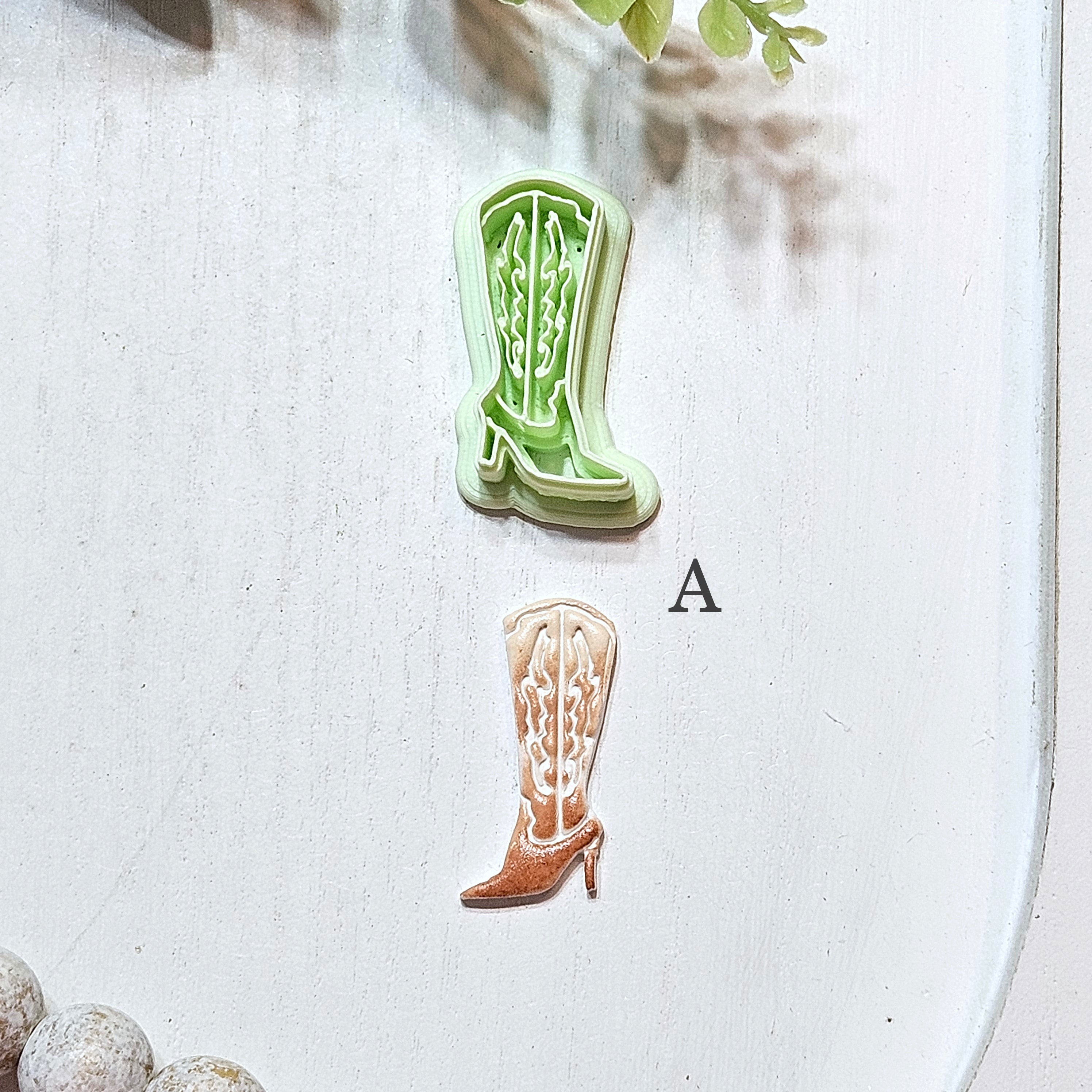 Cowgirl High Heeled Boots Polymer Clay Cutter