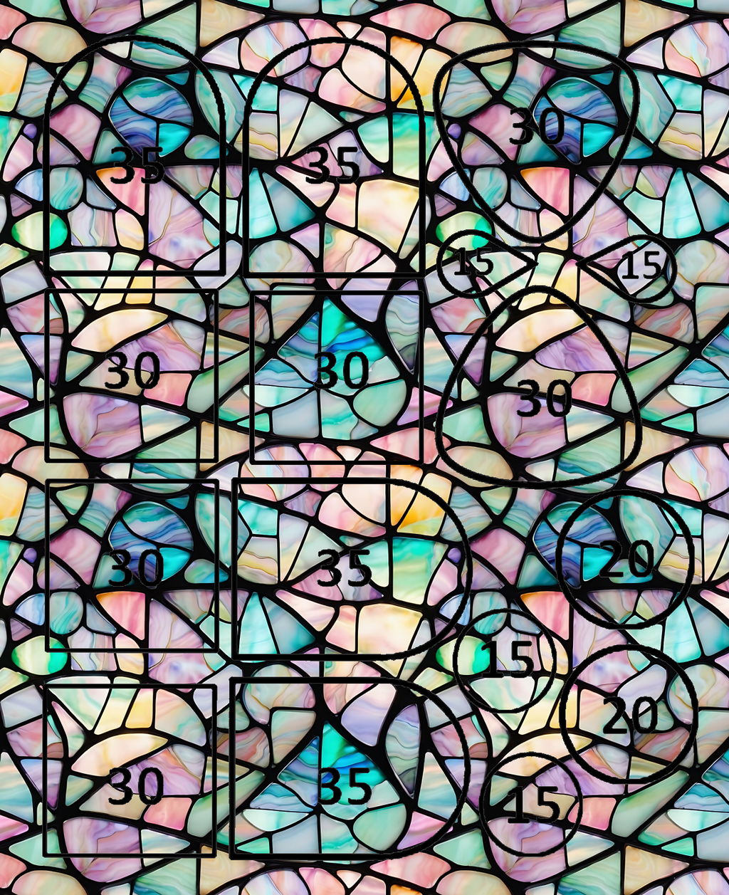Stained glass water transfer sheet for Polymer clay B512A