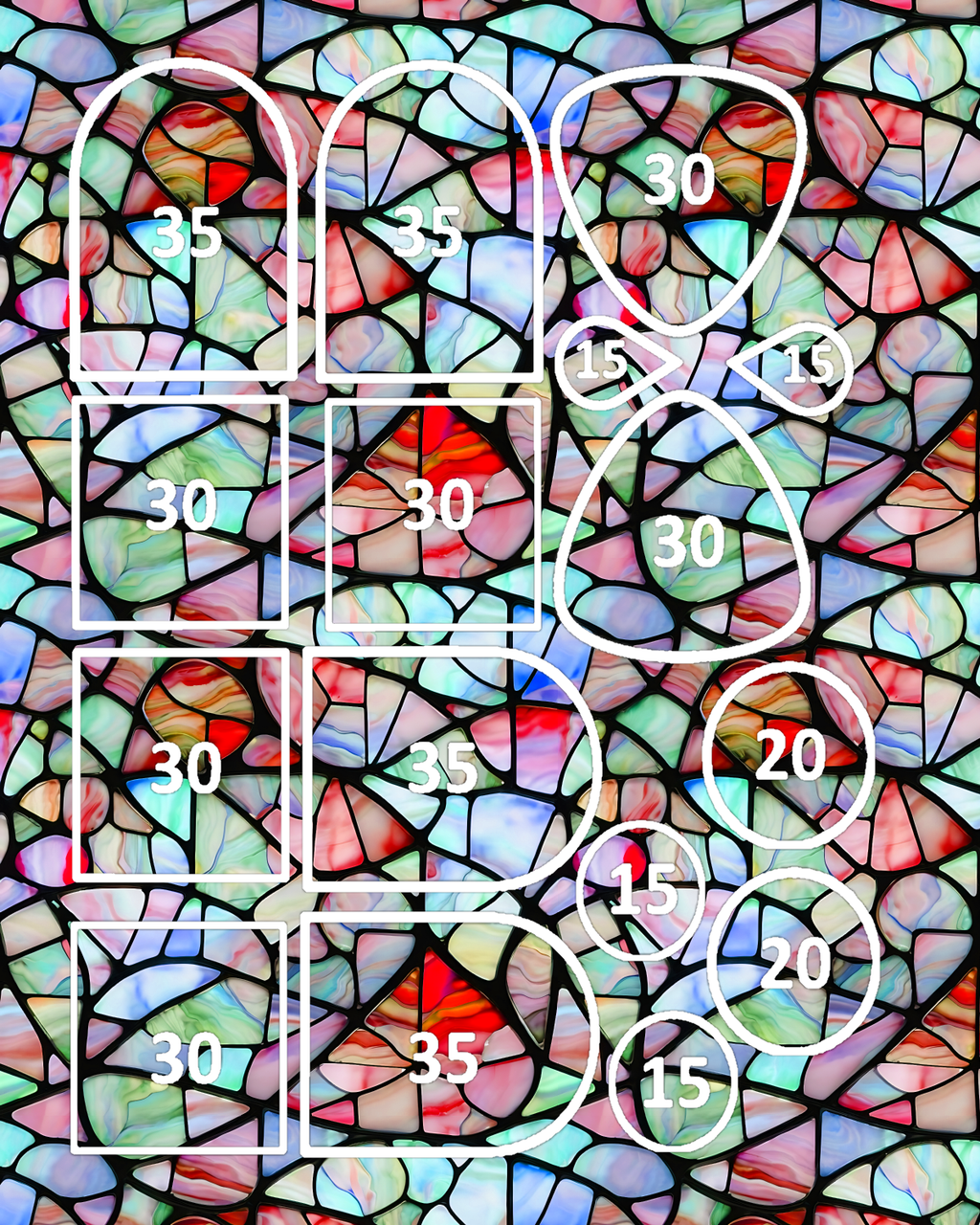 Stained glass water transfer sheet for Polymer clay B512B