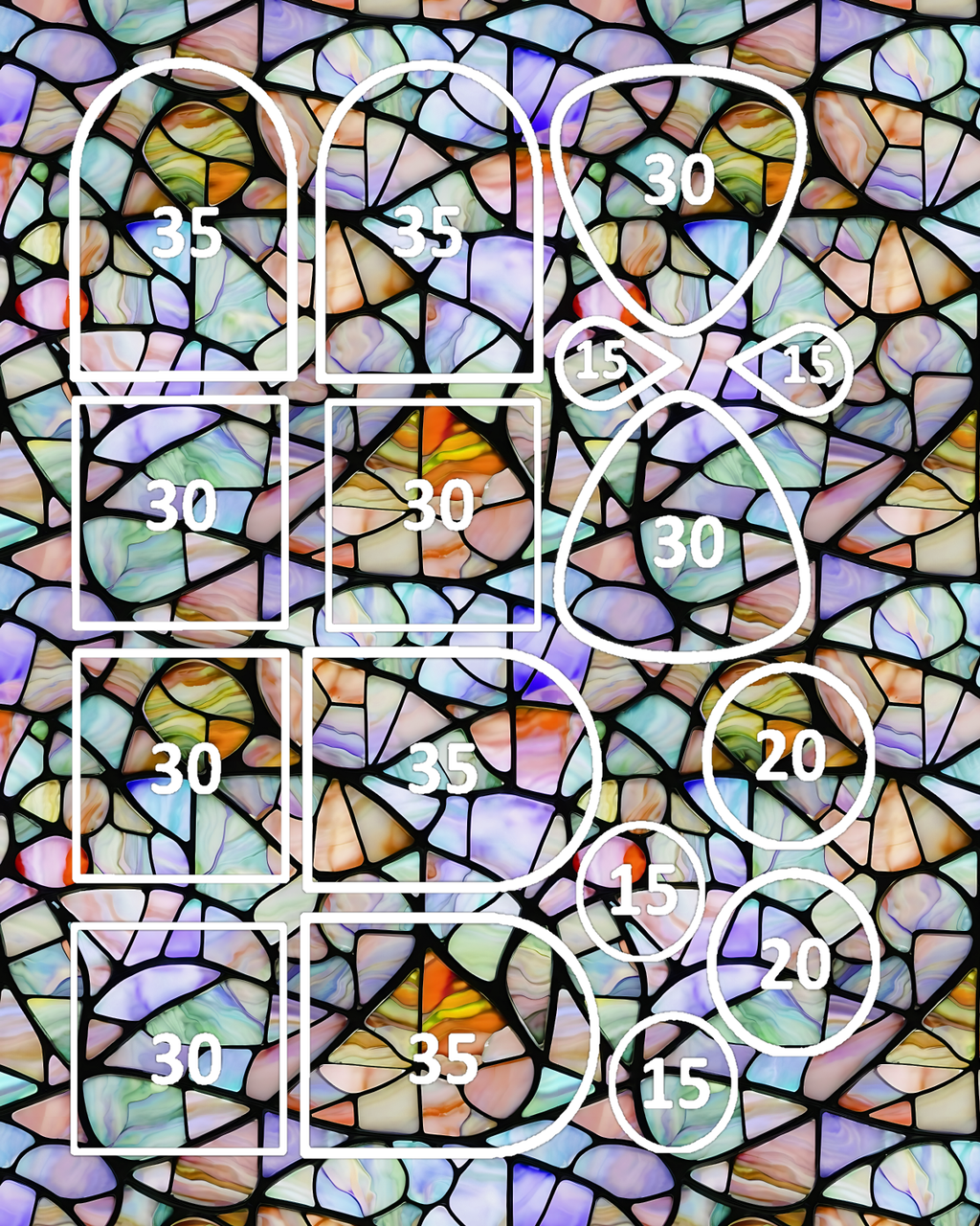 Stained glass water transfer sheet for Polymer clay B512C