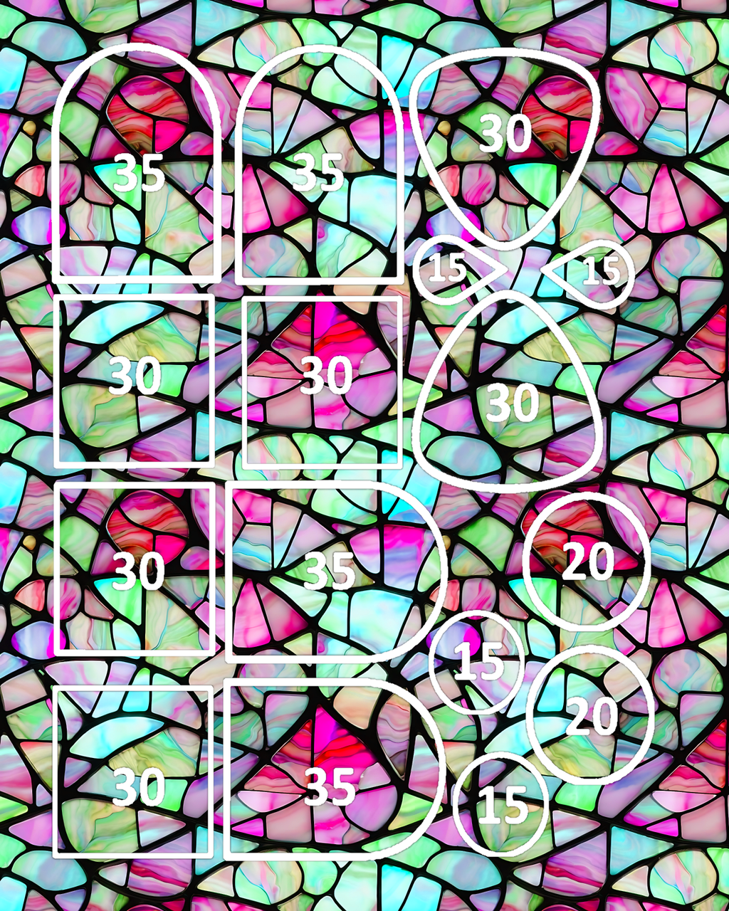 Stained glass water transfer sheet for Polymer clay B512F