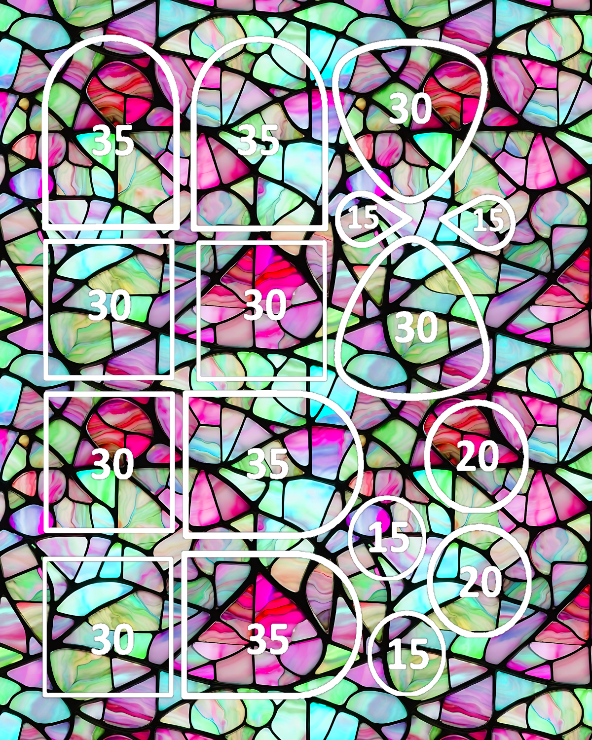 Stained glass water transfer sheet for Polymer clay B512F