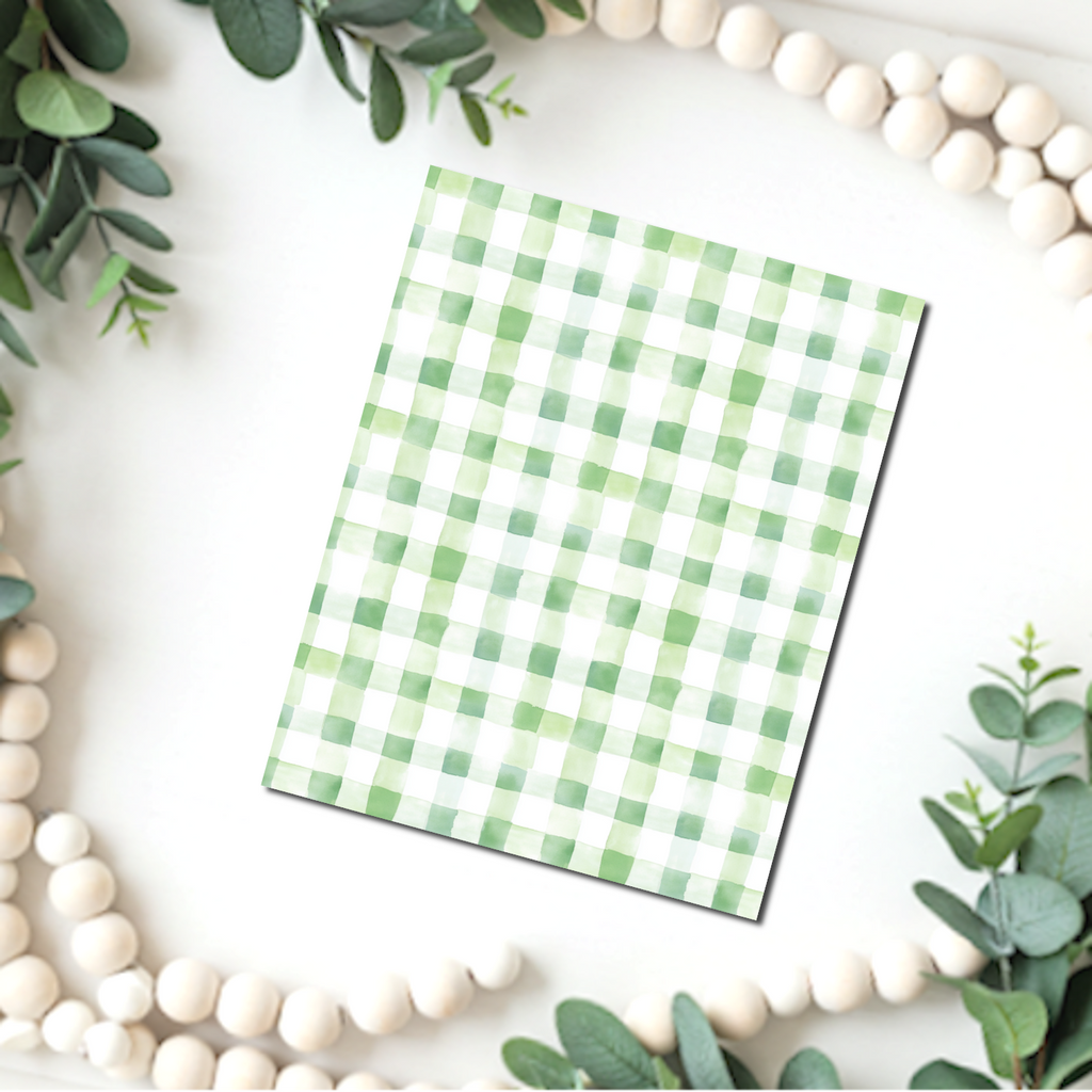 Green Gingham clay transfer sheet B570