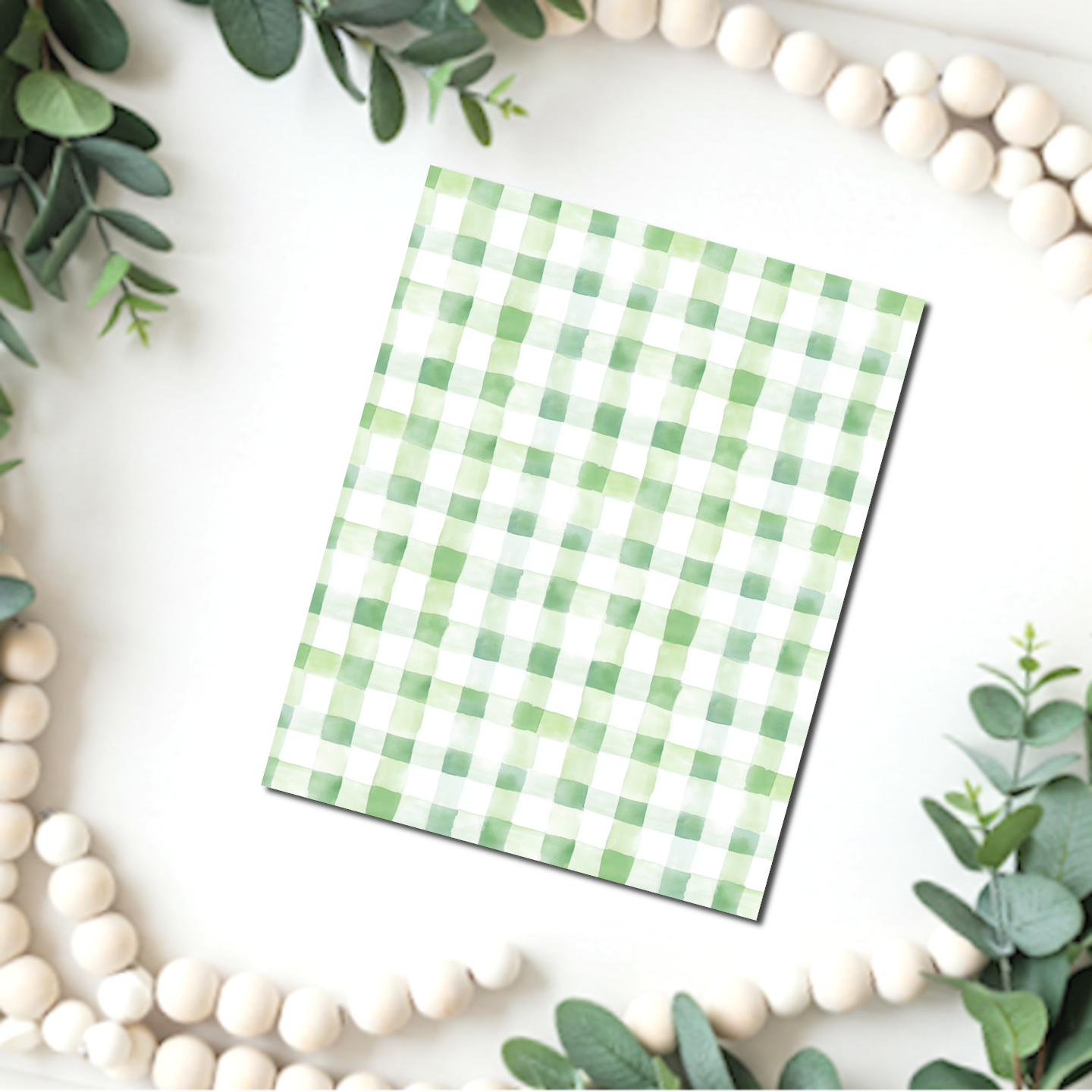 Green Gingham clay transfer sheet B570