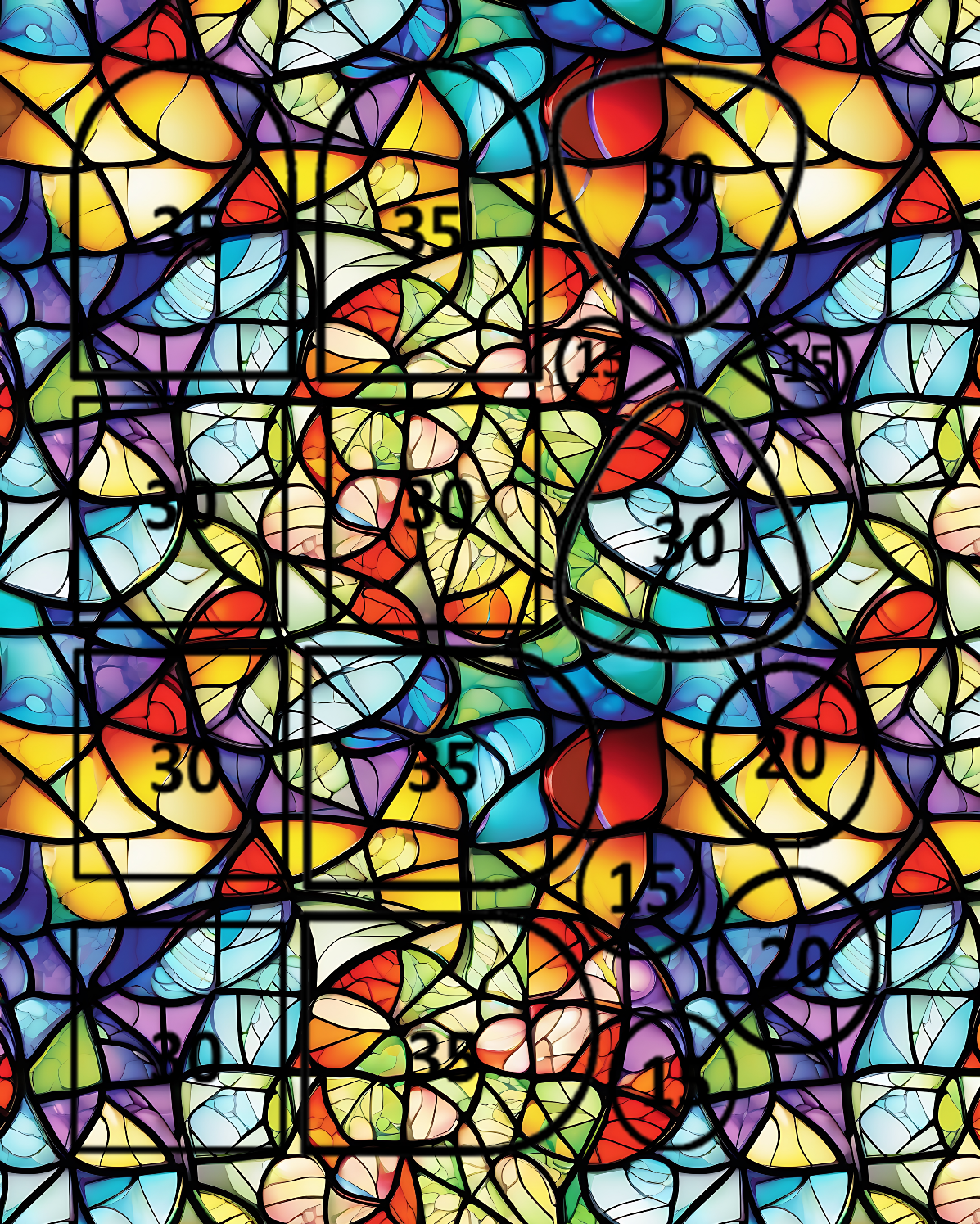 Stained glass clay transfer sheet B607