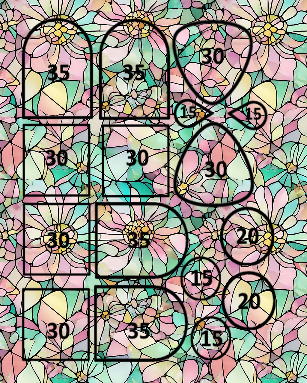 Stained glass clay transfer sheet B608