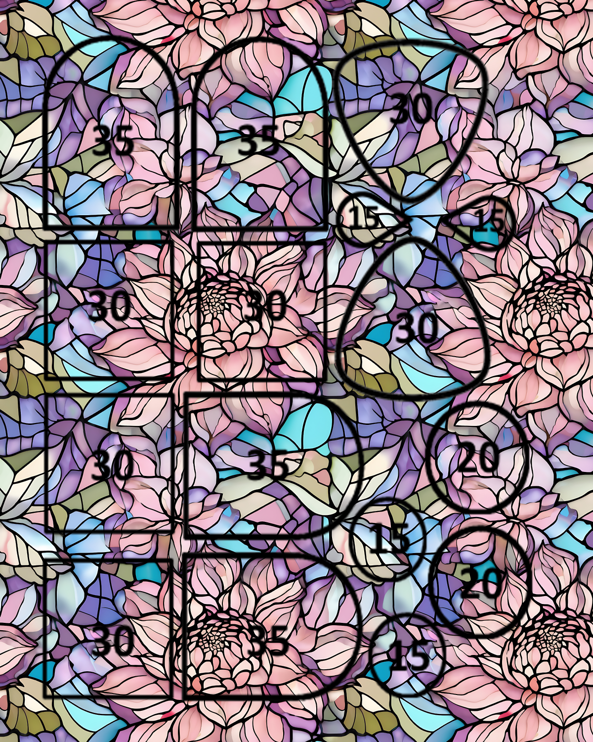 Stained glass clay transfer sheet B609