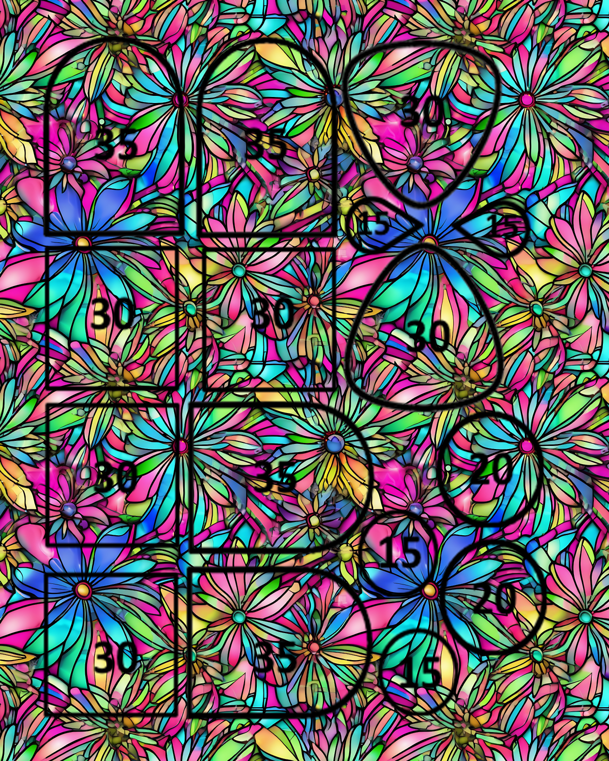 Stained glass clay transfer sheet B610