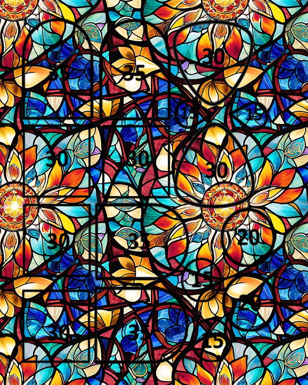 Stained glass clay transfer sheet B613