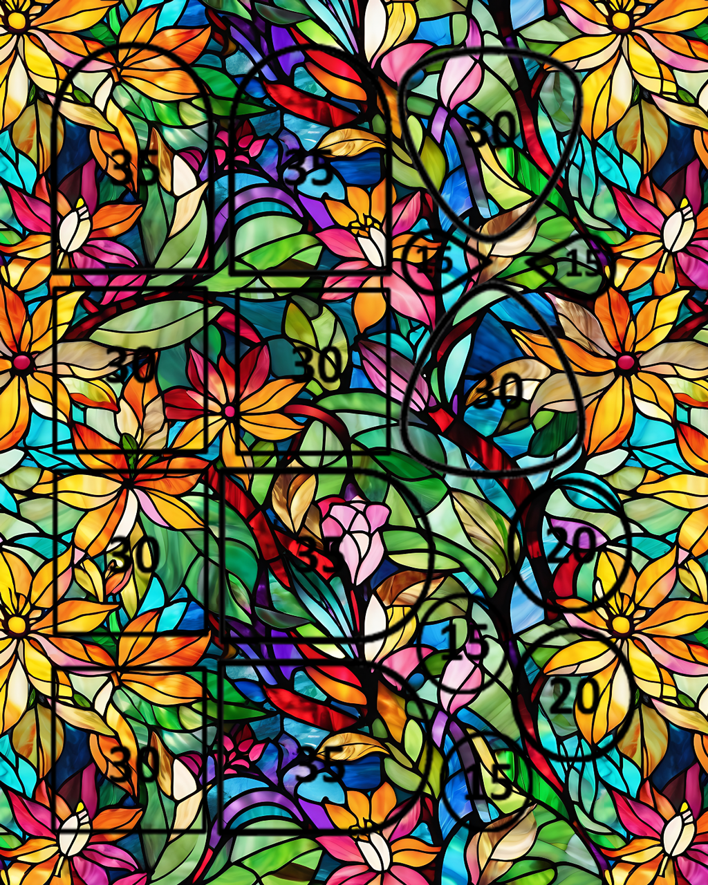 Stained glass clay transfer sheet B614