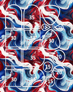 Wavy red white and blue stripes clay transfer sheet B629