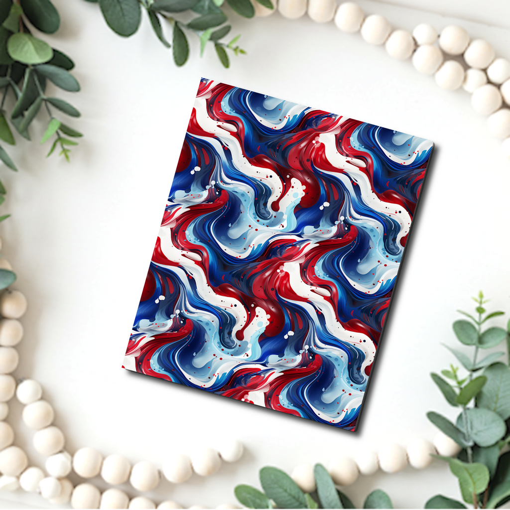 Wavy red white and blue stripes clay transfer sheet B629