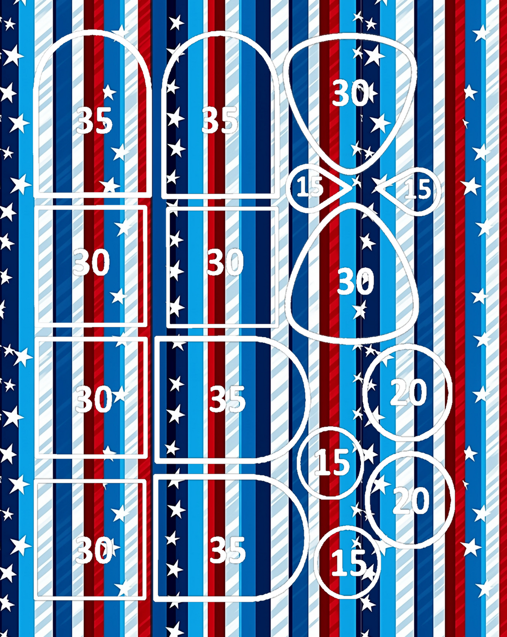 Stars and stripes clay transfer sheet B631