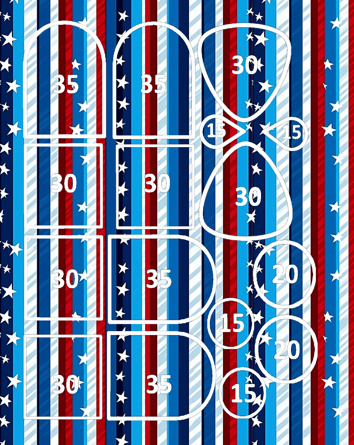 Stars and stripes clay transfer sheet B631