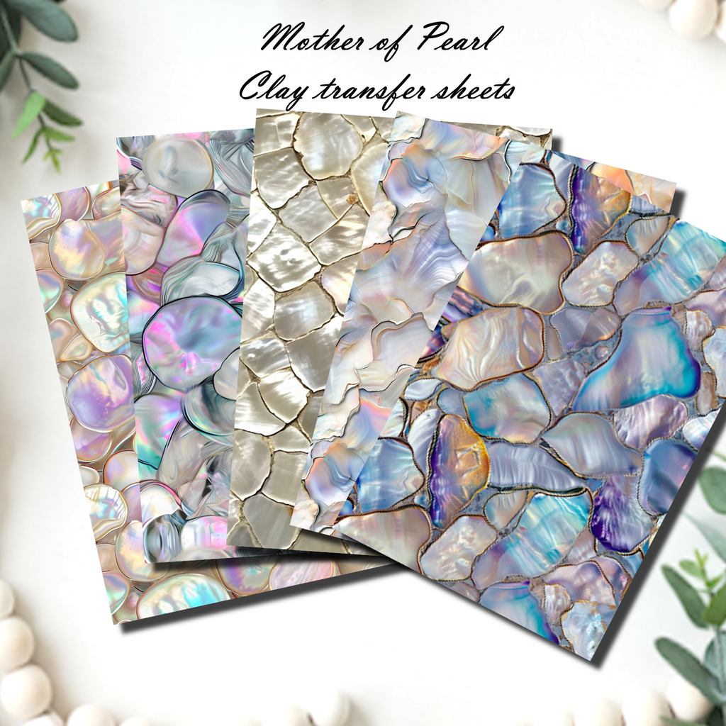 Mother of Pearl water transfer sheet for Polymer clay B657
