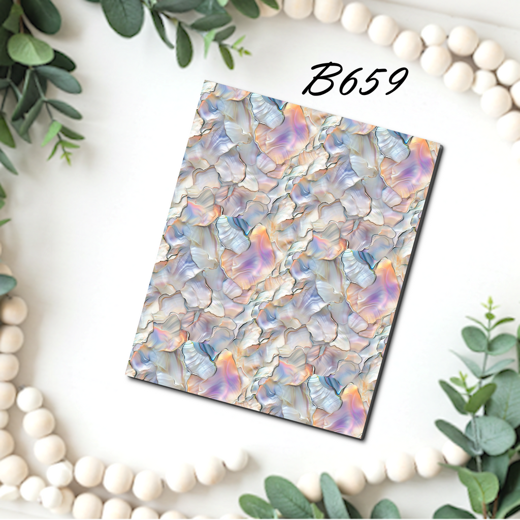 Mother of Pearl water transfer sheet for Polymer clay B657