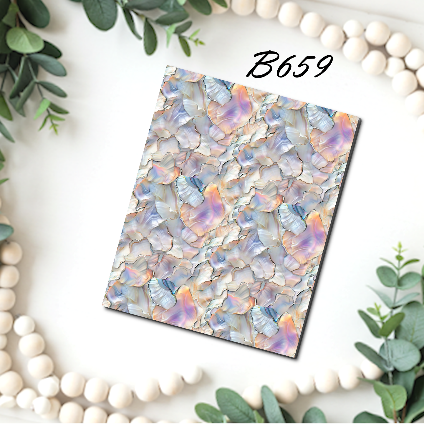 Mother of Pearl water transfer sheet for Polymer clay B657