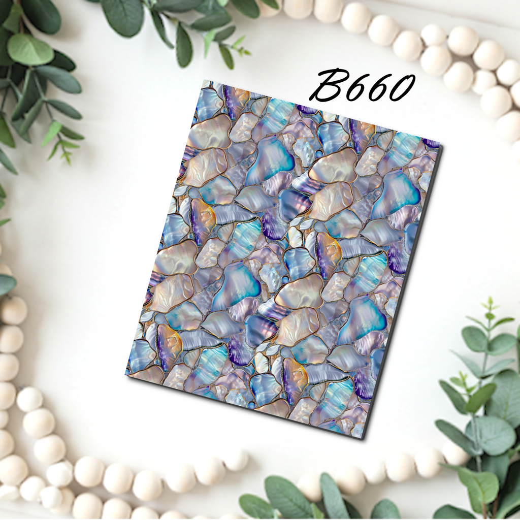 Mother of Pearl water transfer sheet for Polymer clay B657