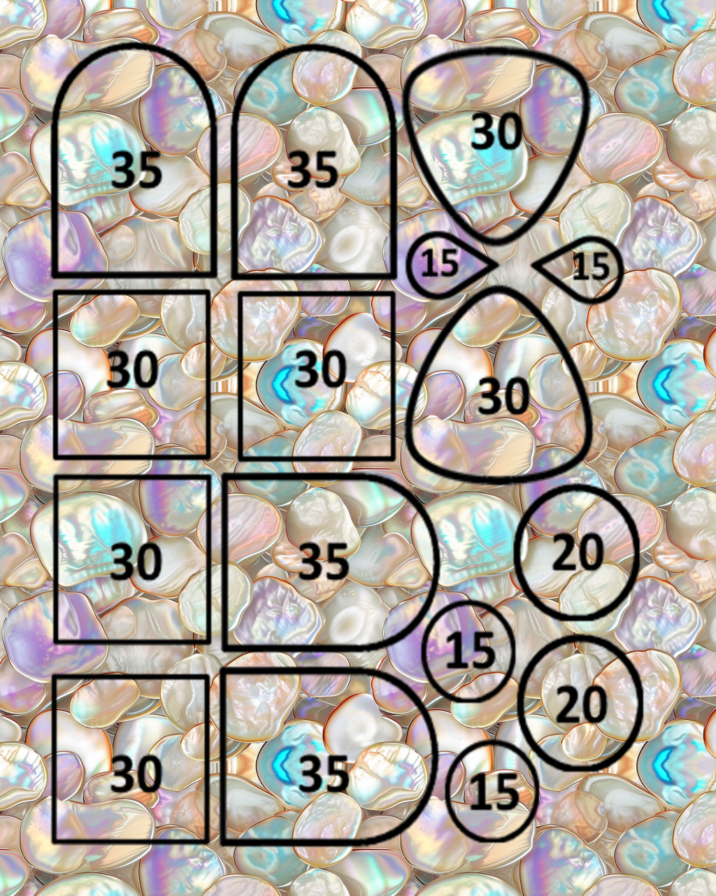 Mother of Pearl water transfer sheet for Polymer clay B657
