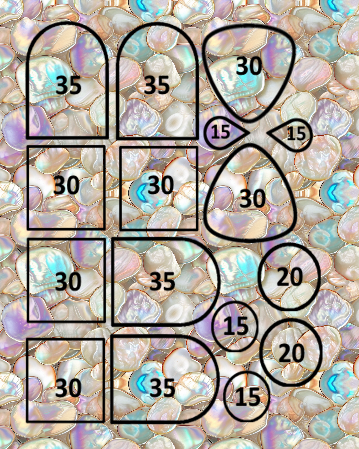 Mother of Pearl water transfer sheet for Polymer clay B657