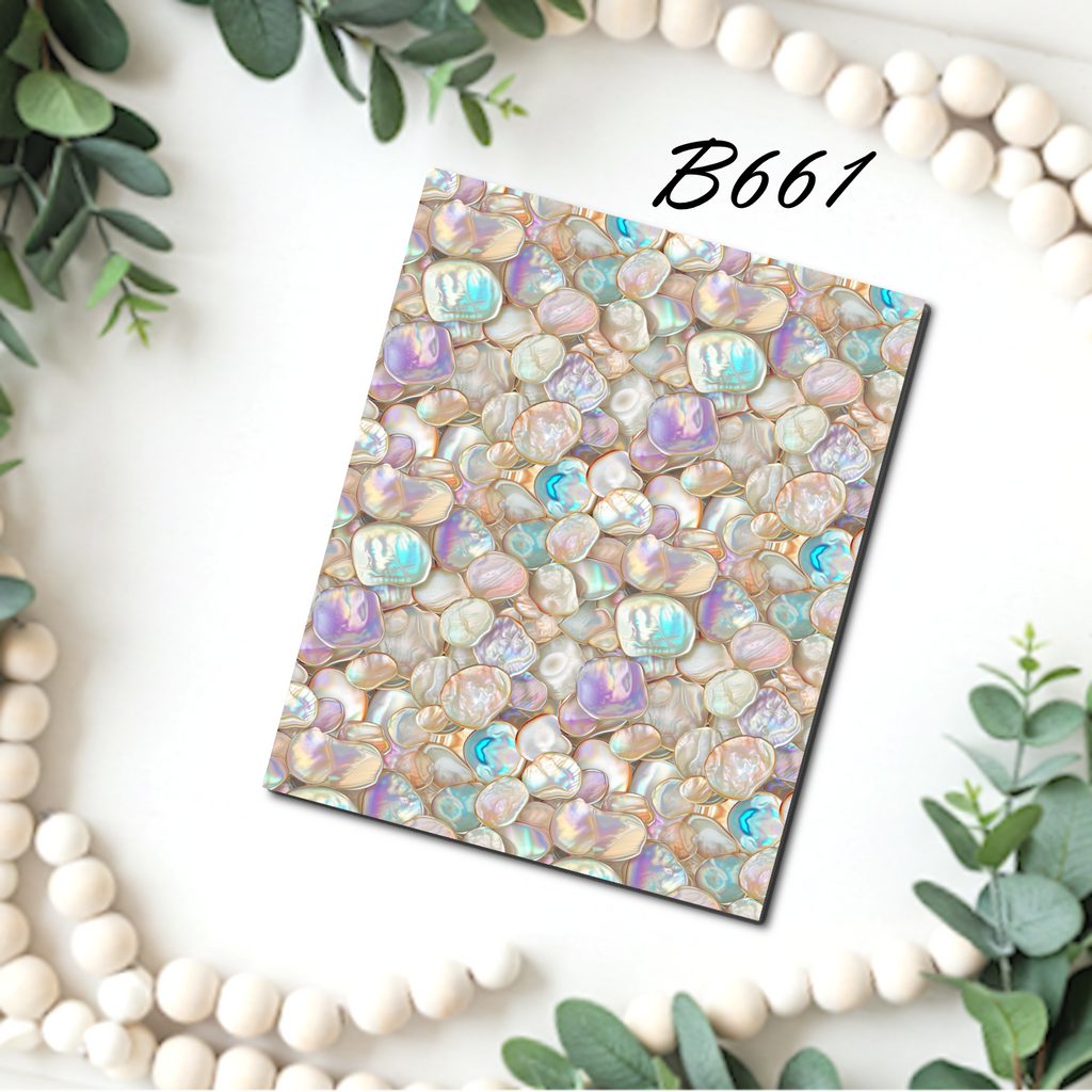 Mother of Pearl water transfer sheet for Polymer clay B657