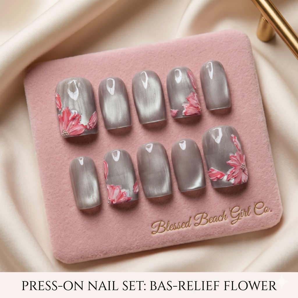BAS-RELIEF FLOWER Press On Nails