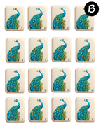 Mahjong Emerald Peacock Tiles transfer sheet cutter set  C222