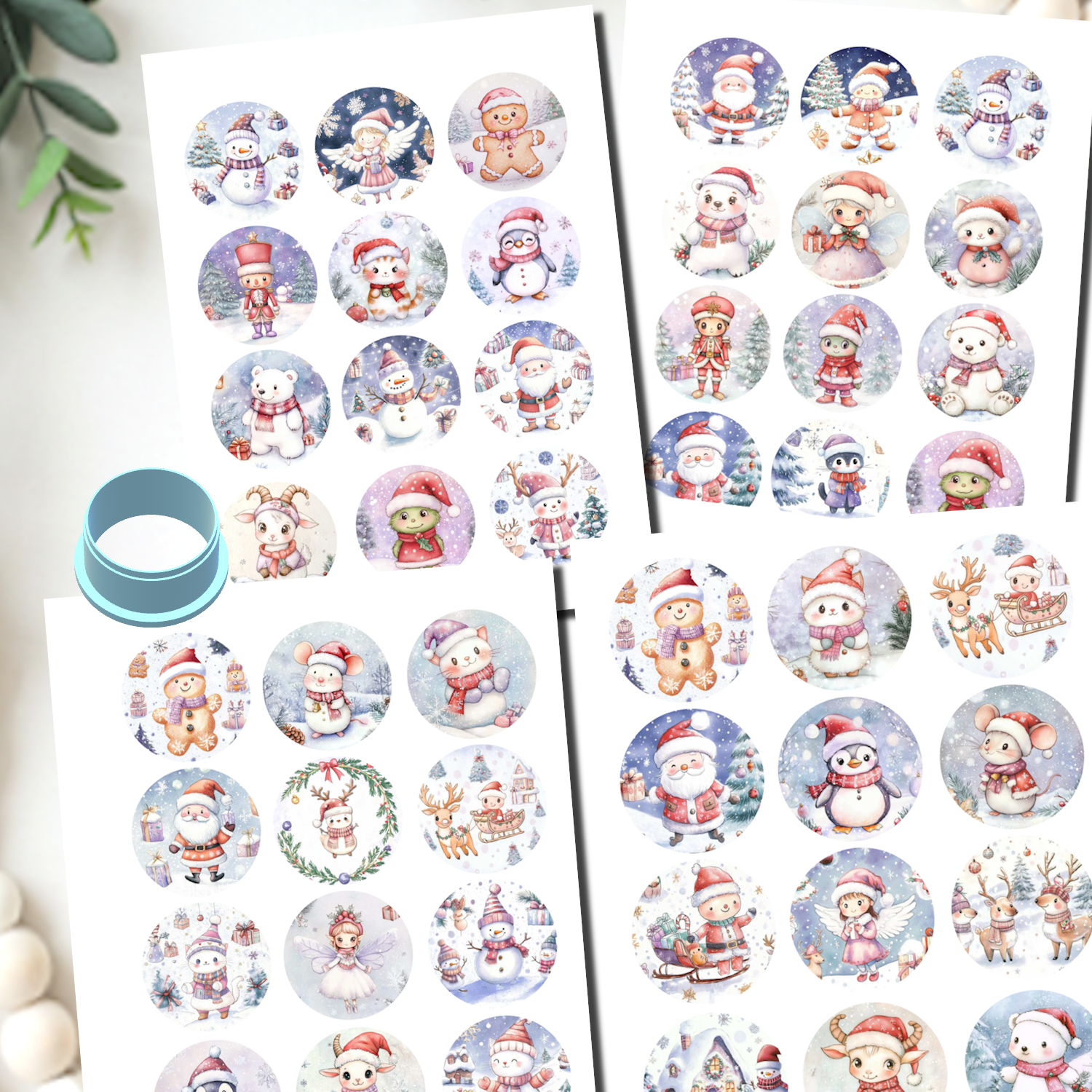 Christmas Animals clay transfer sheet