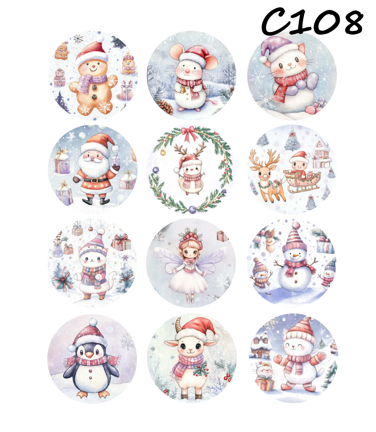 Christmas Animals clay transfer sheet