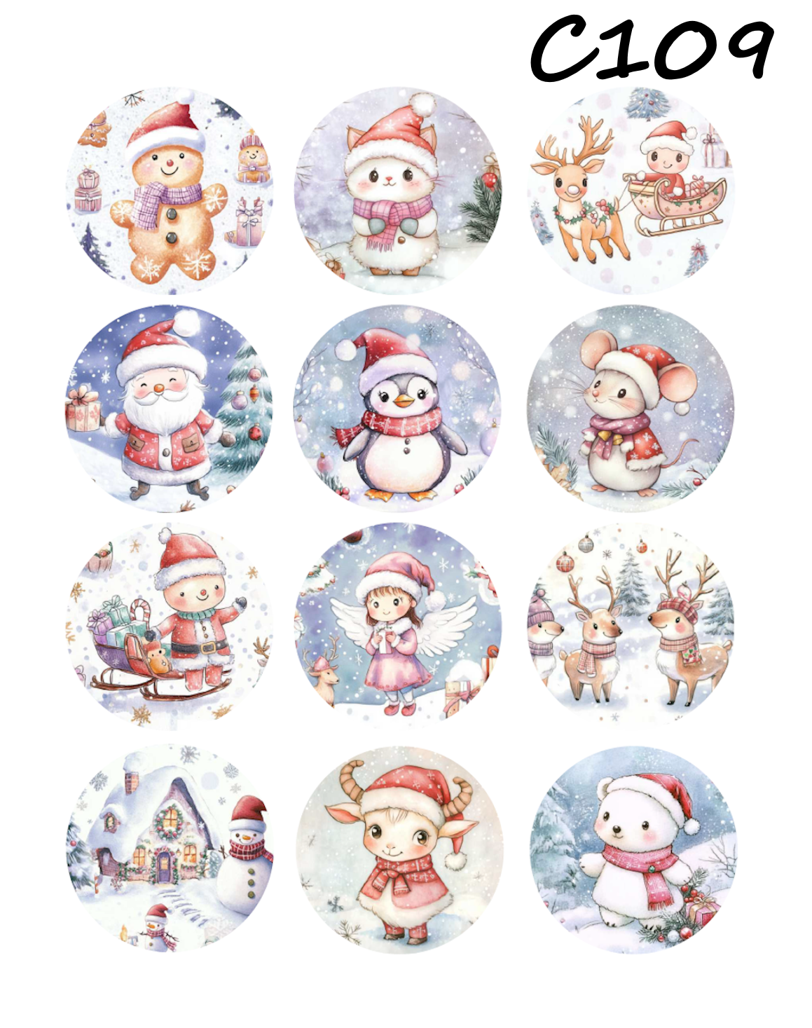 Christmas Animals clay transfer sheet