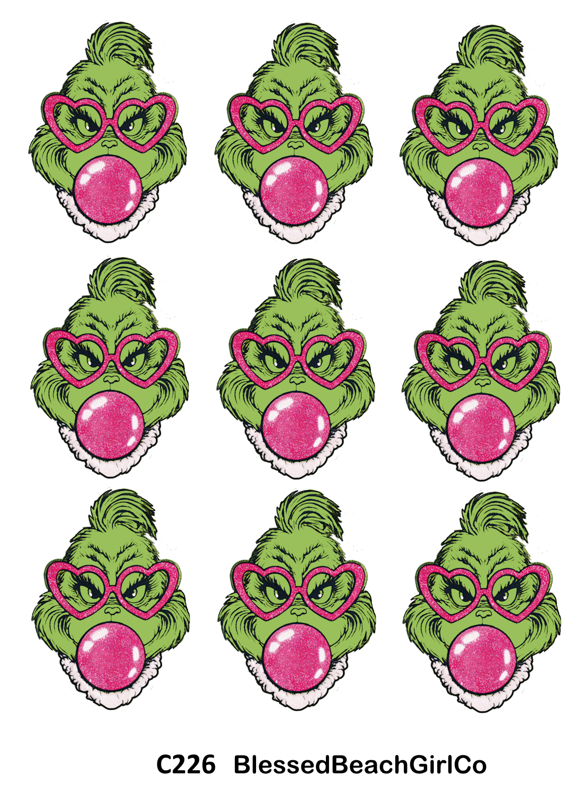 GRINCH Bubble Gum transfer sheet cutter set