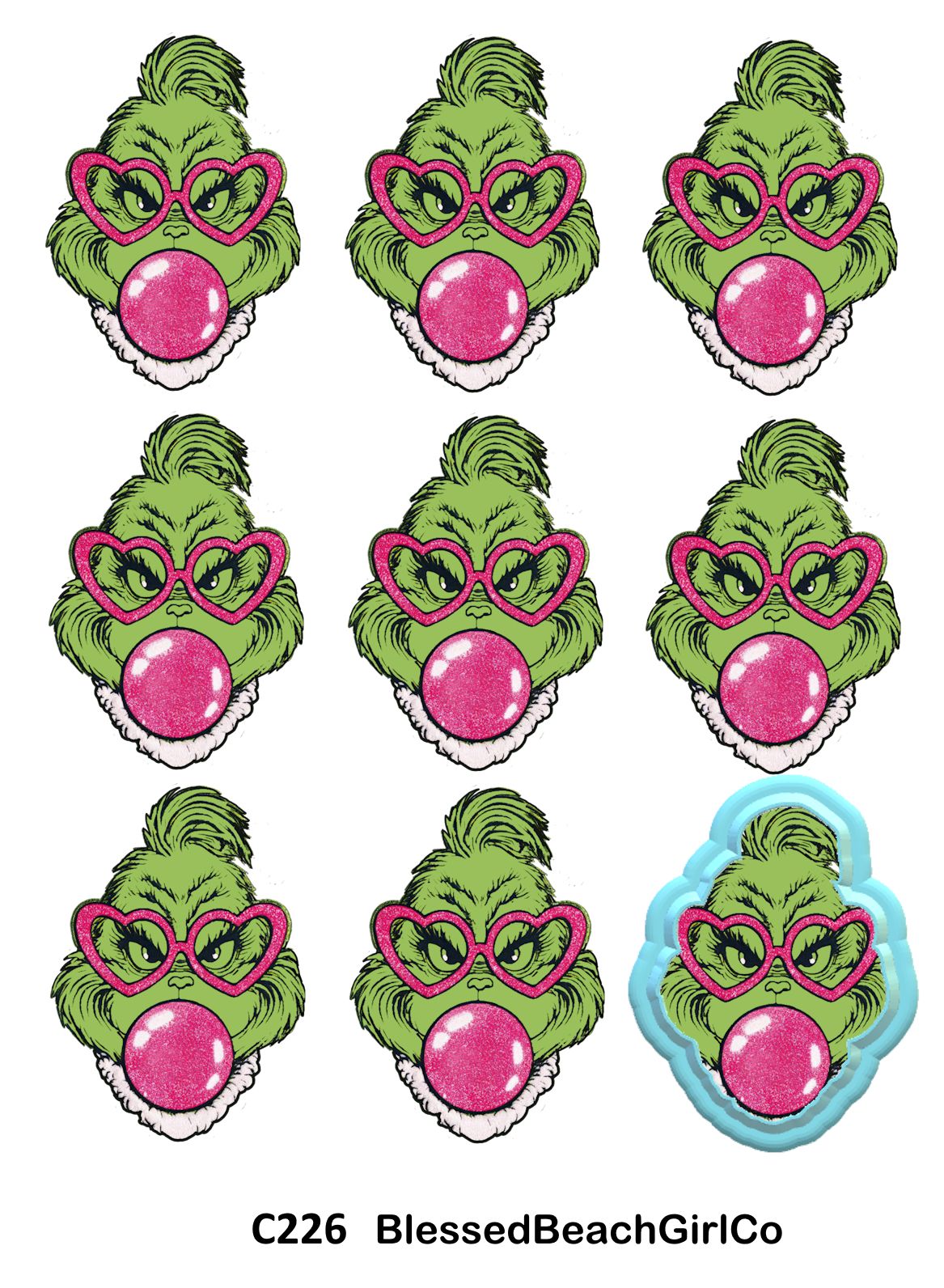 GRINCH Bubble Gum transfer sheet cutter set
