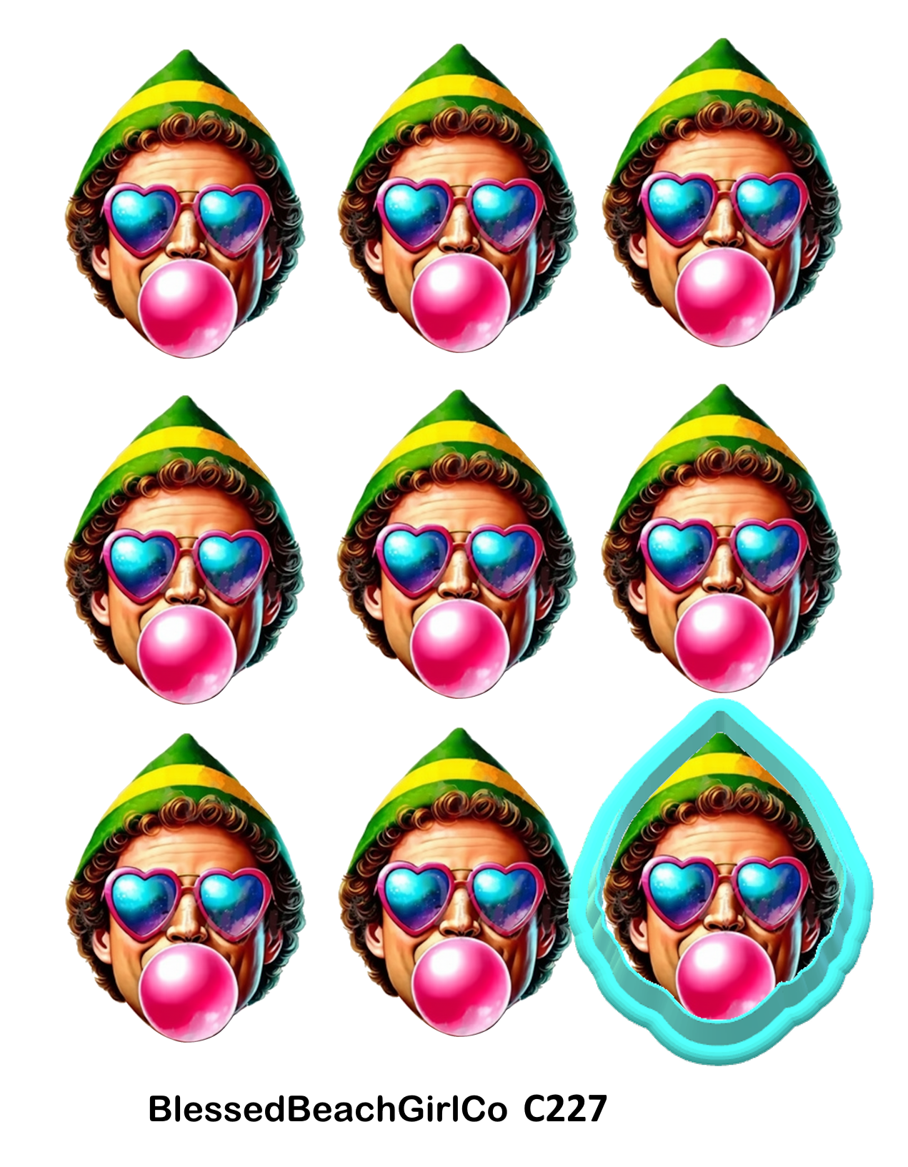 Buddy the ELF Bubble Gum transfer sheet cutter set